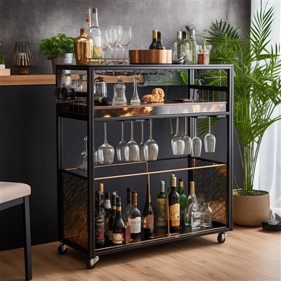 Szilárd fa borszekrény ajtókkal